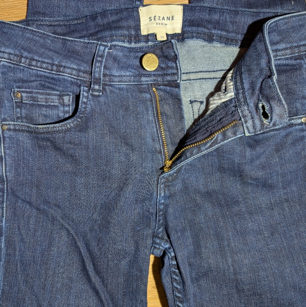 Sézane Le Slim Parfait High Rise Jeans – Dark Wash French Chic Denim | Size 25 - Picture 6 of 7
